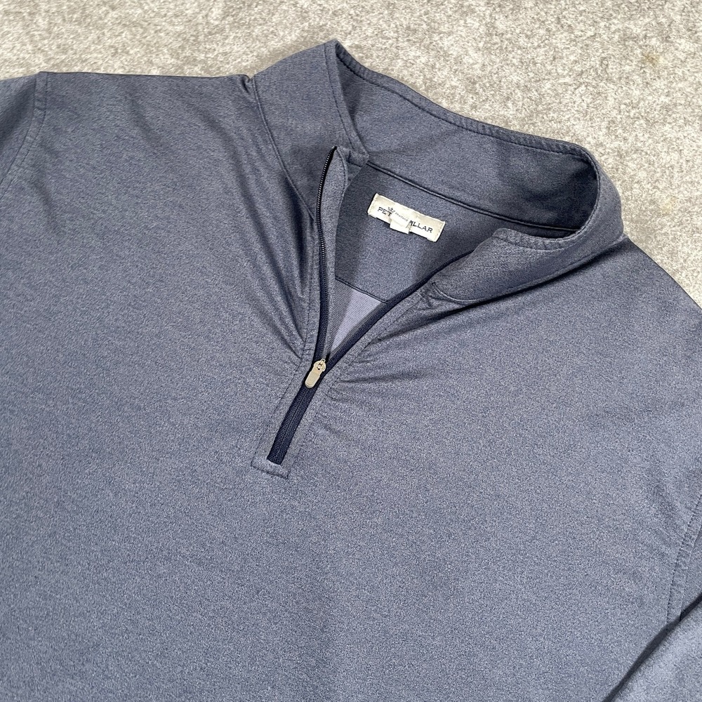 Peter Millar Mens 1/4 Zip Pullover XL Blue Stretch Performance Golf Layering